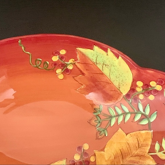 Laurie Gates Pottery Fall Leaves 13” Oblong Serving Bowl - Picture 5 of 15